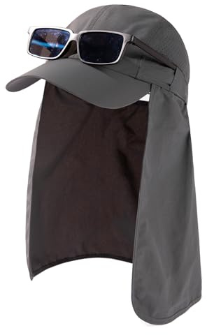 TOP-EX Baseball Cap mit Abnehmbarer Nackenklappe und UV Schutz | Abnehmbare Nackenklappe, UV-Schutz, atmungsaktiv faltbar und verstellbar, für Safari Wandern Garten und Reisen