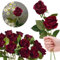 RHQFDM 12 Bündel Künstliche Rote Rosen,51cm Langstielige Kunstblumen Rosen,Kunstblumen Seidenblumen Rosen,Kunstblumen wie echt,Fake Rosen für Haus,Garten und Hochzeitsdekoration（Dunkelrot）