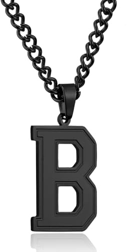 Herren Kette mit A-Z Buchstaben Anhänger Edelstahl Silber/Gold/Schwarz | Halskette 60cm,Ostern Vatertag Geburtstag Geschenke für Männer