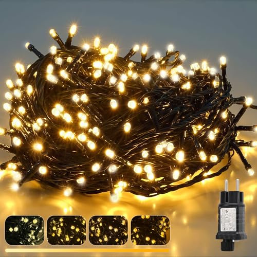 SALCAR Luci Albero di Natale, 10m 150 LED Ghirlanda Luminosa Esterno, Impermeabile Luci Natalizie da Esterno per Albero di Natale, Giardino, Balcone, Festa, Bianco Caldo Dimmerabile