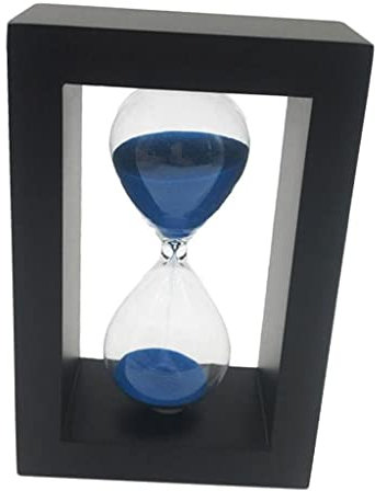 getuse Sablier de 25 minutes – Minuteur de cuisine bleu avec base en bois, PVC durable et verre borosilicate pour décoration d'intérieur, jeux d'enfants, salle de classe et bureau