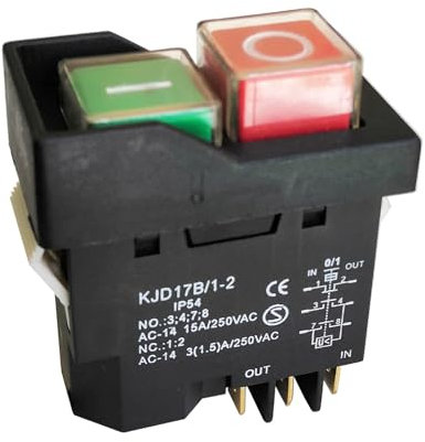 DSZUJTYROP KJD17B/1-2 Waterproof Electromagnetic Pushbutton Switch IP54 250V 6Pins Switches
