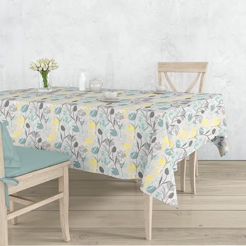 Gilania - Tovaglia Antimacchia - Super Resistente - Rettangolare - Lavaggio Facile (Floreale, 140x180cm)
