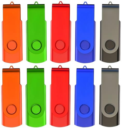 8GB Chiavetta USB 10 Pezzi Pen Drive 8GB WISEORANGE Girevole USB2.0 Unità Memoria USB per PC, Laptop,TV con Luce LED (10 colori)