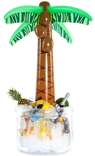 KreativeKraft Seau à Glace Palmier Gonflable 60L Glaciere Bouteille Boissons Accessoires Fête Tiki BBQ Été Decoration Piscine Plage Extérieure