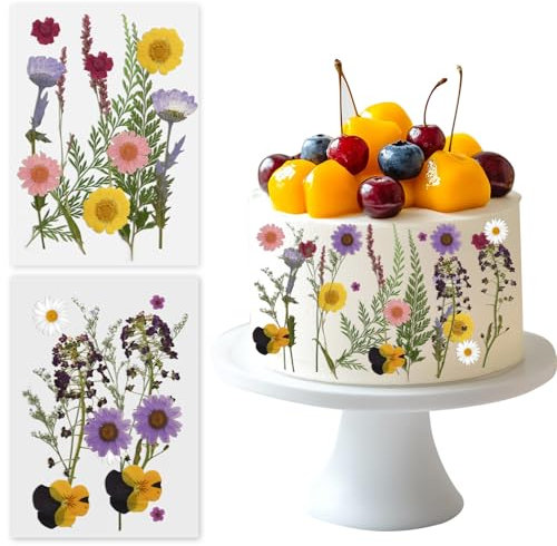 Wildflower Cake Toppers, Wildflower Theme Decor Pressed Flowers Baby Shower Floral Cake Topper for Women Wedding Party Decoration Bridal Shower Birthday Supplies