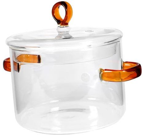TOPPERFUN Casserole Verre Transparent Double Pot de Cuisine Borosilicate pour Soupe Pâtes Compatible Cuisinière à Induction Feu Direct