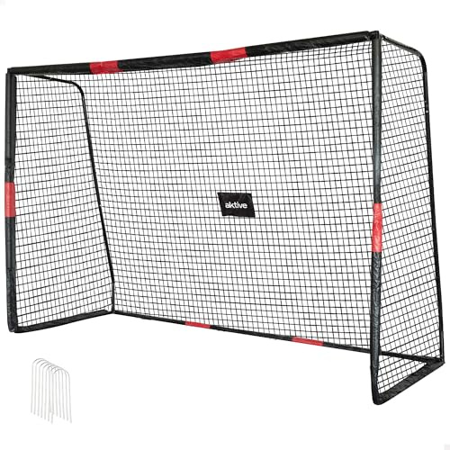 AKTIVE 54304 Portería de fútbol de Acero, Estructura Desmontable, Fácil de Montar, con Red de poliéster, Incluye piquetas para fijación, Resistente y Ligera, óptimo para Entrenar