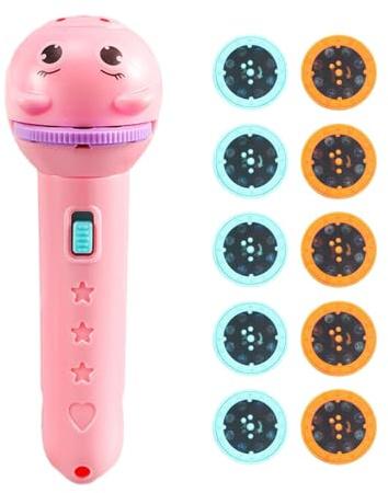 Aznever Spielzeug Taschenlampe, 80 verschiedene Muster Kinder Projektor Licht, Mit 10 Scheiben Cartoon Handlampe Für Schattenspiel Lernspielzeug Mädchen Nachtzeit