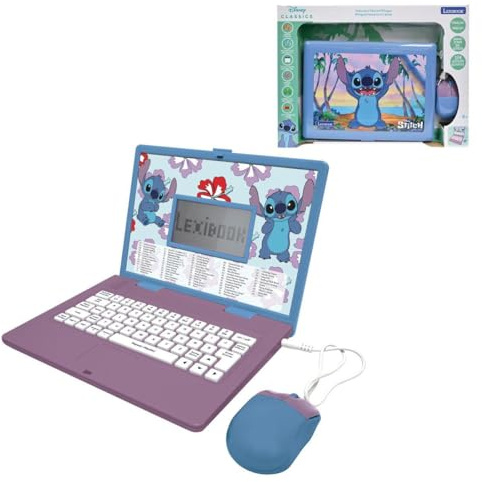 Lexibook - Disney Stitch - Ordinateur Portable éducatif bilingue Anglais/Français, 124 activités de Langue, écriture, mathématiques, logique, Musique et Jeux, Garçons et Filles, JC598Di1LXB