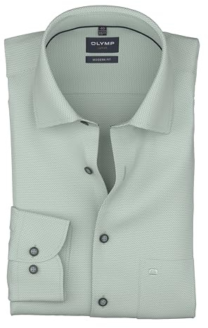 OLYMP Herren Oberhemd Langarm 124614,Einfarbig,470 Modern Fit 26,New Kent,grün 45,42
