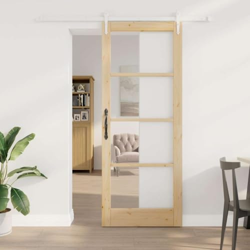 Schranktür Wohnungstür,Schiebetür Braun 83 x 211 cm Holz und Metall,Tür für Wohnzimmer,Kinderzimmer,Büros