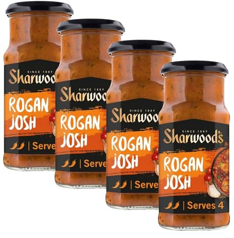 Sharwood's Indian Rogan Josh Sauce, Medium Spice, 420 g Jar (4-Pack) | Authentic Flavour, Convenient & Easy to Use, Quality Ingredients, Versatile for Lamb, Chicken or Vegetables