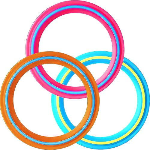 3 Stück Frisbee Ring Set - Wurfringe 24cm Für Outdoor Spiele Garten & Strand - Weiche Wurfscheibe Aerobie - Wurfspiele Für Draußen & Familie & Hunde, Flugring Spielzeug Bunt