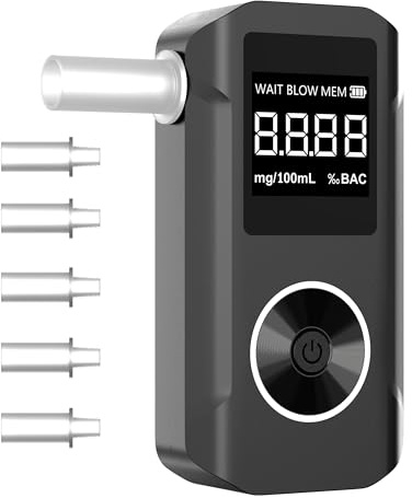Pozxiol Alkoholtester Polizeigenau, Hochpräziser Promillemessgerät, Professioneller Alkoholmessgerät mit Digitaler LCD-Bildschirm Tragbarer Alkotester mit Mundstücke, für Privaten Gebrauch zu Hause