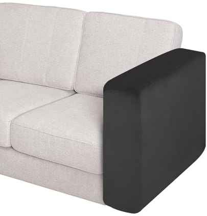 XHDZSW Armlehnenbezüge 2er-Set, Stretch rutschfest Sessel Couch Armlehnenbezug, Sofa Stuhl Armkappen Schonbezüge Für Stuhl Sofa Couch Liegestuhl (Schwarz,Mittel – 1 Paar)