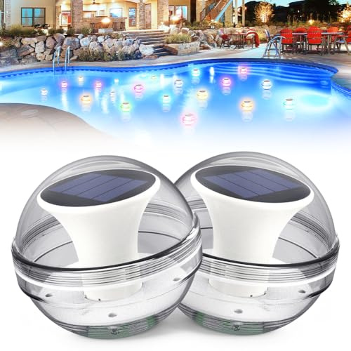 CEWROM Solar Schwimmende Pool Licht, 2 Stück LED Unterwasser Licht, 7 Farben RGB Pool Lichter Schwimmend, Solar Wasser Lampen IP65 Wasserdicht Poolbeleuchtung für Pools, Teich, Brunnen, Unterwasser