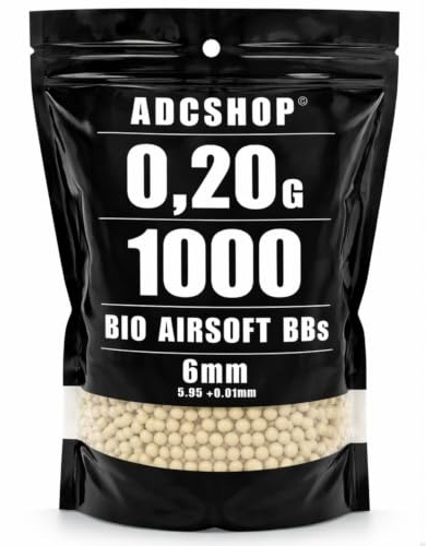 1000 Bolas Bio Airsoft 0,20 g – 6 mm – AEG, AEP, Gas, CO2 y Muelle