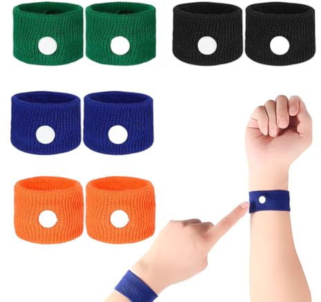 FUHAMJ 4 Paare Armbänder Gegen Übelkeit, Akupressur Armbänder Übelkeit, Seekrankheit Armband Gegen Reisekrankheit Bei Autokrankheit