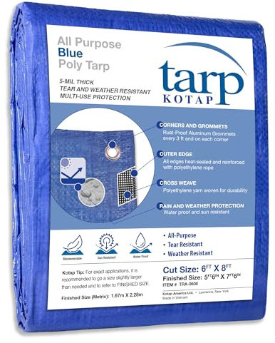 Kotap TRA-0608 - Lona de Polietileno Multiusos, Azul, 6 x 8 pies