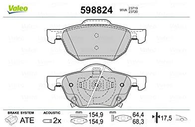 Valeo 4er-Set Bremsbeläge 598824, Vorderachse