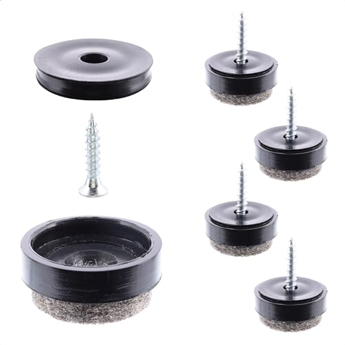 Wagner QuickClick® Filzgleiter Möbelgleiter Stuhlgleiter 4er-Set zum Anschrauben - 4X Basis+Schraube+Gleitaufsatz austauschbar - Wollfilz Ultrasoft - Durchmesser Ø 17 mm - Made in DE - 15808300