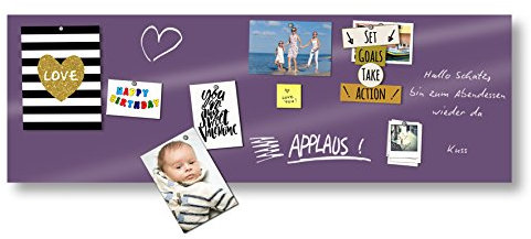 Markerboard/Magnettafel/Whiteboard aus Acrylglas in verschiedenen Farben | inkl. Boardmarker und 10 Supermagneten, Größe:150x50 cm, Farbe:Lila