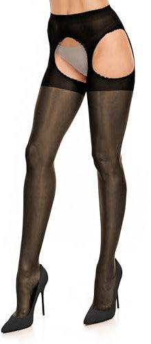 GLAMORY Plaisir Ouvert 20 collant con bretelle Nero XL