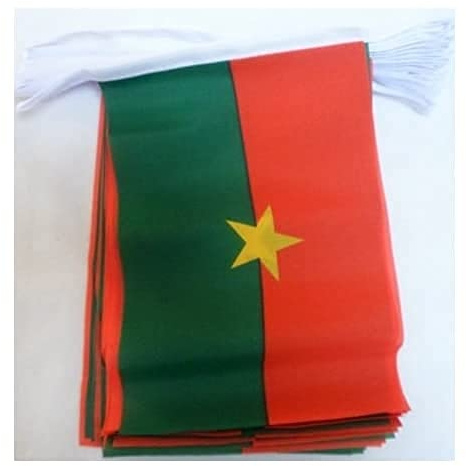 AZ FLAG Burkina Faso Bunting 6 m 20 flags Light Polyester 21x15 cm | Indoor and outdoor use Burkinabé 20 ft flag bunting flags stitched onto reinforced tape lightweight polyester