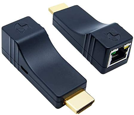 DDMALL 100 Metres HDMI Extender Over Ethernet CAT5e/CAT6 Cable, Compact Size, Full HD 1080p, No Latency, HDMI Transmitter and Receiver Kit (HE-20)