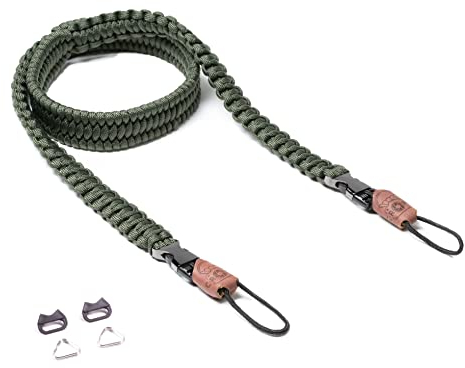 C-Rope Kameragurt THE TRAVELER handgeflochten aus Paracord, Schultergurt mit Schnellverschluss, 100cm, Oliv