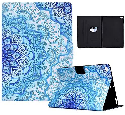 Coque pour iPad 5/6 (iPad Air/Air 2/9.7 2017), Bspring Élégant Flip Smart Étui PU Cuir et TPU Silicone Mode Housse Fonction Sommeil/Réveil Automatique Cover Rabat Case Antichoc,Folk Custom