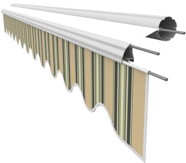 VANA Markisenstoff Volant für 4,5 m Markise Ersatzstoff Markisentuch Bespannung Sonnenschutz, nur Volant, fertig genäht, Maß 4,38 x 0,21 m, Design SPD066