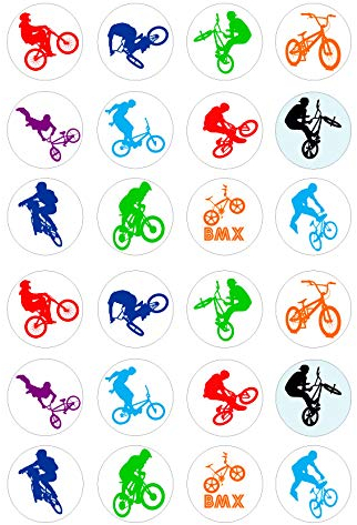 24 edible BMX Wafer Card kids childrens party decorations pre cut Cupcake Toppers