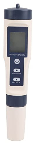 Digitaler Tester für Wasserqualität, tragbares digitales 5-in-1-Messgerät für PH/Salzgehalt/Temperatur/TDS/EC Multifunktionaler Wasserqualitätsdetektor für Garten, Labor, Farm