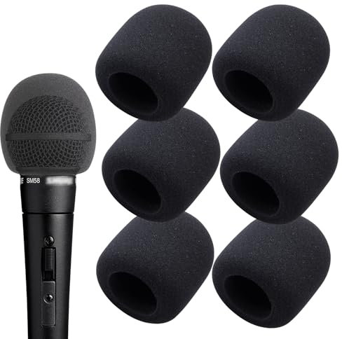 YOUSHARES Windscreen Foam Cover for Ball-Type Microphone - 6 Pack Mic Foam Pop Filter for Handheld Mics to Reduce Plosive Wind Noises by