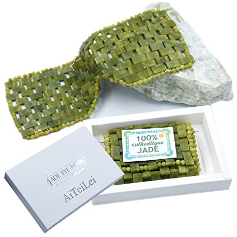 Masque pour les yeux en jade naturel Masque pour les yeux de sommeil facial anti-âge pour les yeux bandés pour les yeux gonflés, les masques pour les cernes et les poches