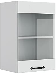 Vicco Küchenglasschrank R-Line, Glashängeschrank, Weiß Landhaus/Weiß, 40 cm
