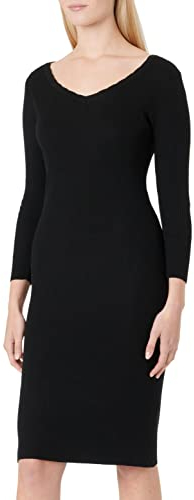 Naf Naf Damen Morma R1 Kleid, Schwarz, Small