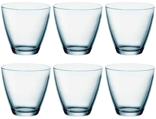 OISE ART STORE Trade Shop - Set da 6 Pezzi Bicchieri in Vetro Bicchiere per Acqua Vino Bibite Blu 26 Cl