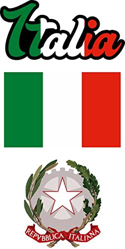 Nation Italien Aufkleber 3 Stück Flaggen Fahne Wappen Set selbstklebend Sticker F3