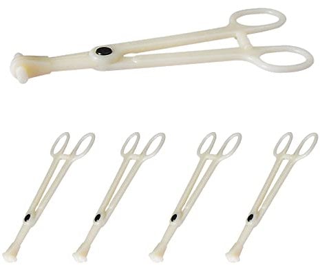 5 Pcs Disposable Body Piercing Clamps Round Tube Ear Nose Body Piercing Plier White Slotted Navel Forceps Clamp for Piercing Tattoo Supplies