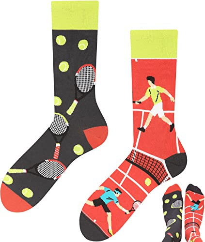 TODO Lustige Socken Damen und Herren, Coole Socken mit Motiv - Bunte, Mehrfarbige, Verrückte (35-38, Tennis)