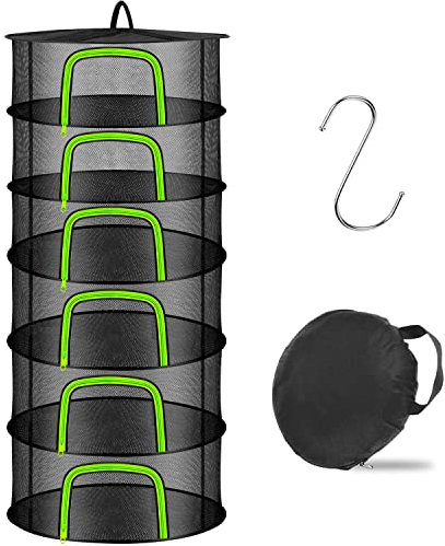 Coopache Trockennetz Kräuter Schwarz, 6-lagiges Kräutertrockner Zipper Plant Drying Rack, Mesh Trockennetz für Pflanze, Fleisch, Blumen, Zwiebeln, Fisch, Gemüse