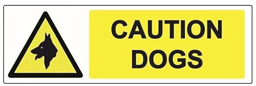 CAUTION DOGS WARNING SAFETY SIGNS Stickers 3 Pack for Doors, Walls, Windows, Car