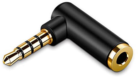 BAOK 3,5 mm Stecker auf Buchse Adapter – 90 Grad Trs To Trrs Adapter – vergoldeter TRS Stereo-Klinkenstecker kompatibel mit Headset, Tablets, MP3-Playern