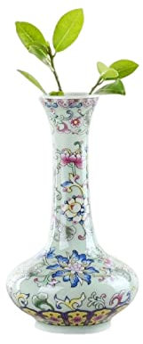 YlobdolY Petit Vase en Céramique pour Fleurs Fait À La Main Elégant Vintage Chinois Porcelaine Peinte À La Main Décoratif Vert Emaillé Vases pour Bureau Décor Maison,C