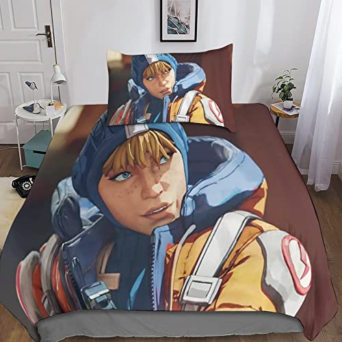 Apex Legends Bettwäsche Bettdecken Set Weiche Angenehme Mikrofaser Kinder Erwachsene, 3D Druck Bettbezug Bettwäsche Set Single(135x200cm)