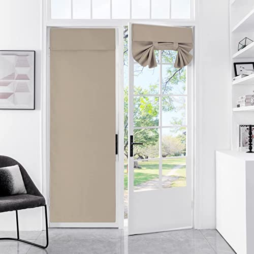 Door Curtains for Door Window, French Door Curtains for Privacy, Easy Installed Tricia Door Panels,Front Door Sidelight Curtain Tie up Shade, Washable Curtain 1 Panel (Mocha, 25 * 70(Inch))