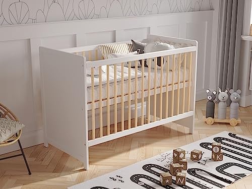 Love For Sleep Babybett Beistellbett 120x60cm mit Sicherheitsbarriere Umwandelbar Weiß-Kiefer Tokyo Kinderbett Baby Bett Holz - Kinderbett Babybett, Mitwachsend Gitterbett Baby Bed